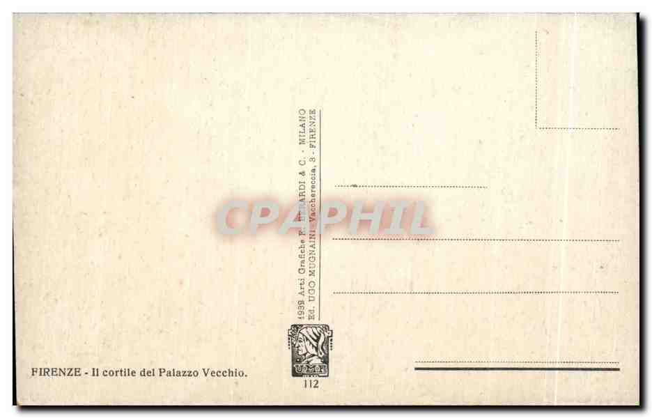 CPA Firenze II cortille del Palazzo Vecchio — Rückseite