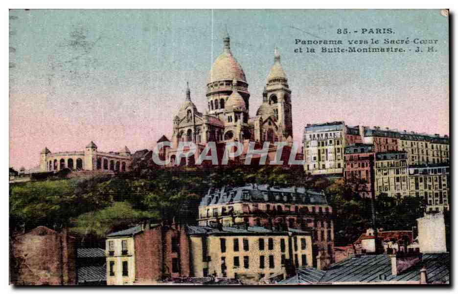 CPA Paris Panorama vers le Sacre Coeur Montmartre