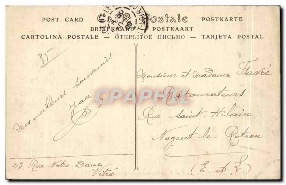 CPA Vitre La TOur Saint Laurent et la Cbatelet — Rückseite
