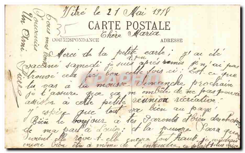Vitré — Schloss der Felsen — Verlag J. Sorel — Rückseite