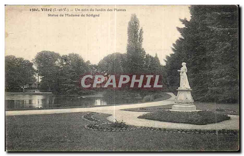 Vitré (Il-et-V.) — Un coin du Jardin des Plantes — Statue de Madame de Sévigné