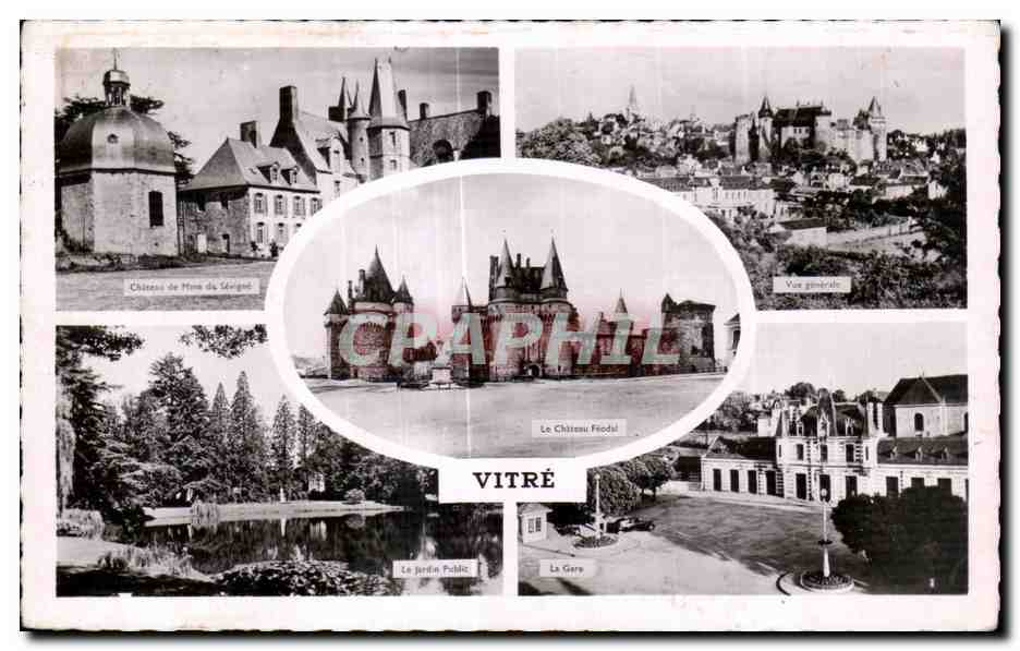 Vitré — Vue générale, Château de Mont-Ségur, Château Fiodi, Jardin Public, La Gare — Éditions Gaby, Vitré