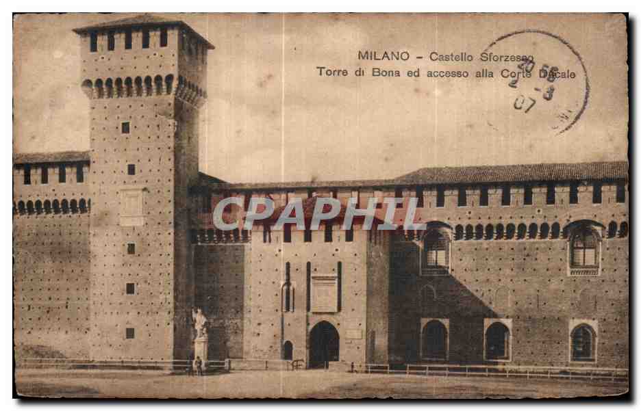 CPA Milano Castello Sforzesao Torre di Bona ed accesso alla Corte Decale