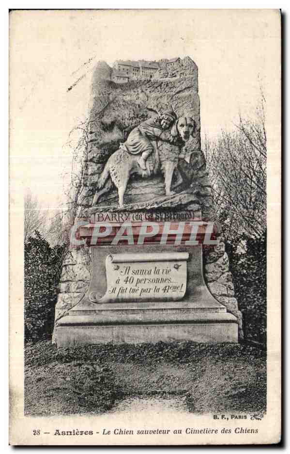 Asnières - Le Chien sauveteur au Cimetière des Chiens — B. F., Paris, n°28
