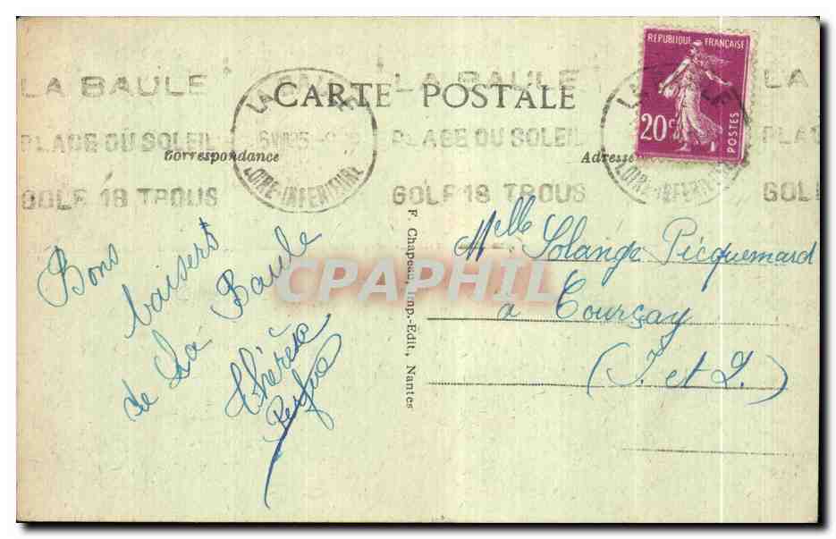 CPA La Baule la Plage Benoit — Rückseite