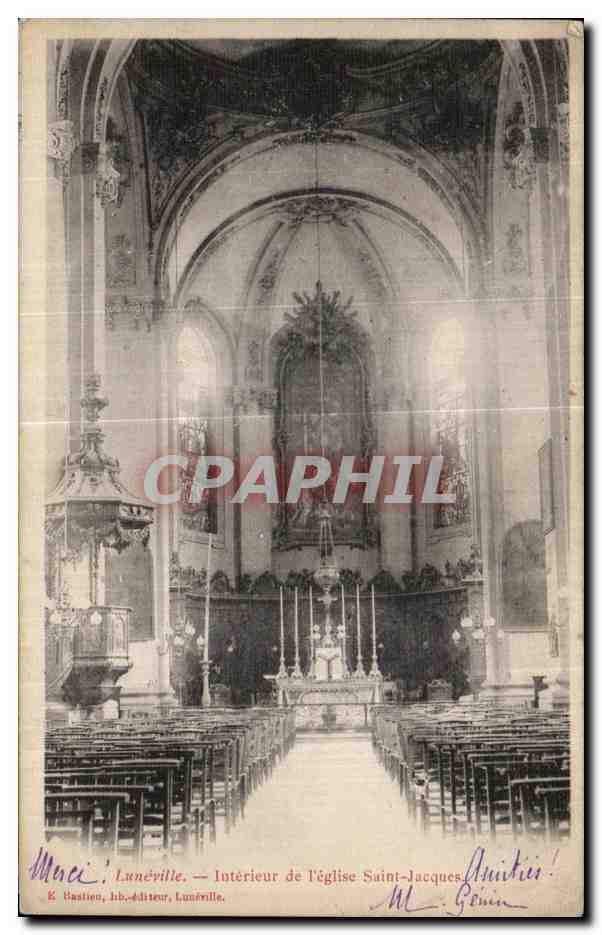 Lunéville — Intérieur de l'église Saint-Jacques — Éditeur E. Bastien, Lunéville