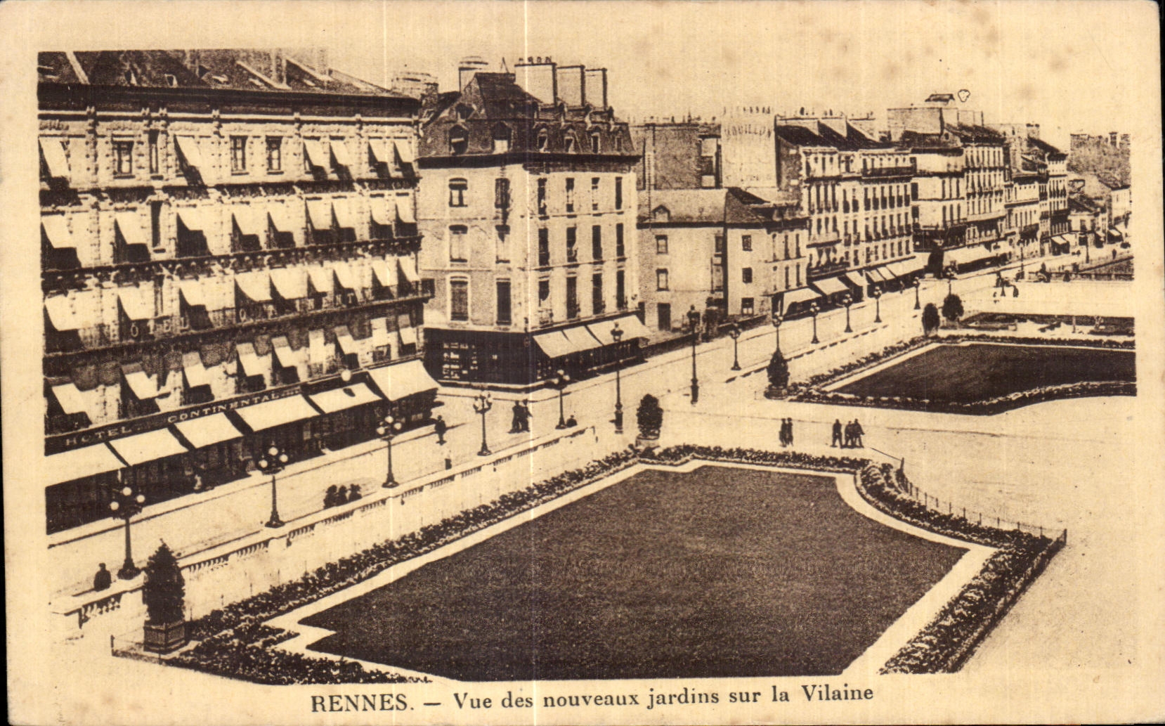 Rennes — Vue des nouveaux jardins sur la Vilaine — Hôtel Continental