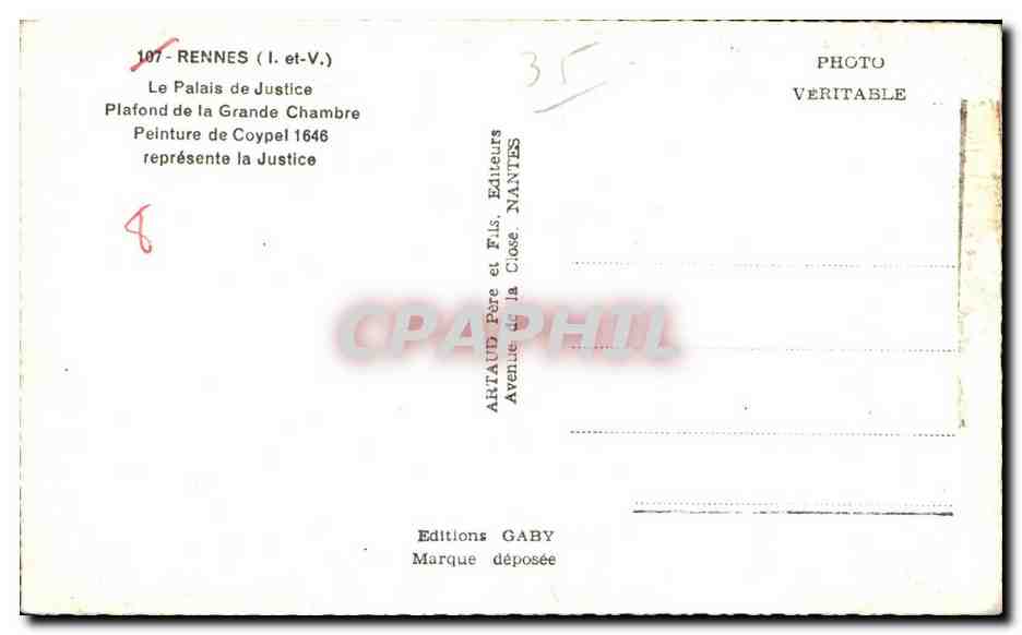 Palais de Justice — Plafond de la Grande Chambre — Peinture de Coypel 1646 — Reverso
