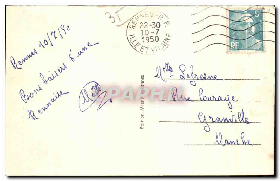 Rennes — Basilique Saint-Sauveur, Chapelle de Notre-Dame des Miracles et Vertus, couronnée le 25 mars 1908 — Verso