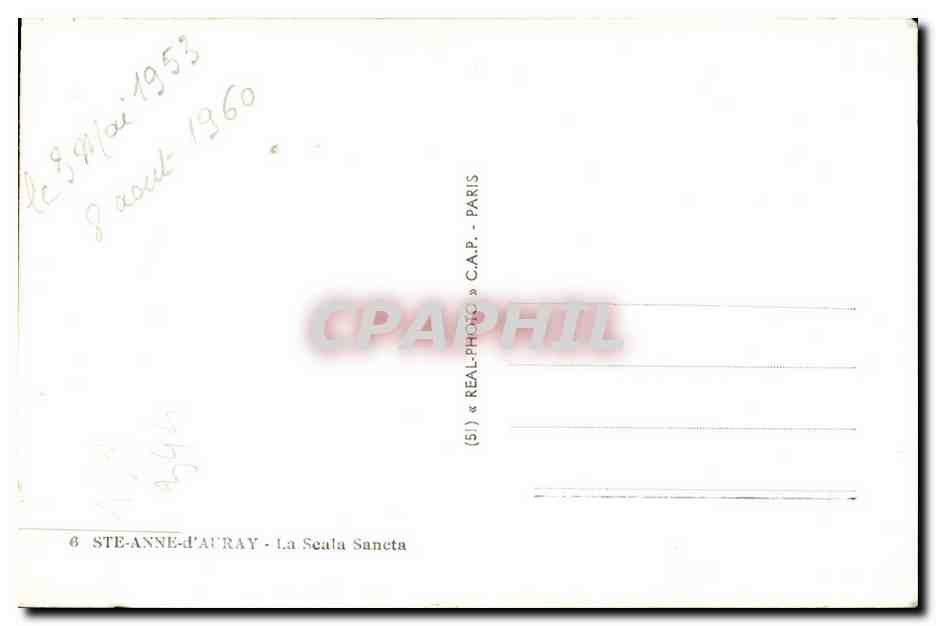 CPSM Ste Anne d Auray La Seala Saneta — Verso