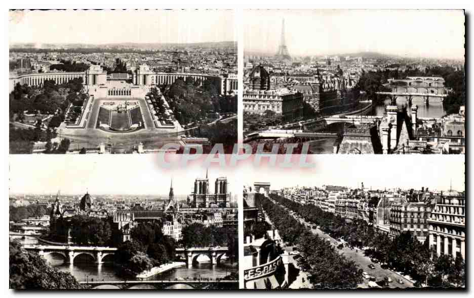 CPA Le Palais de Chaillot vu de la Tour Eiffel sur les Sept Ponts La Pointe de La Cite et les Ponts Avenue des Champs El
