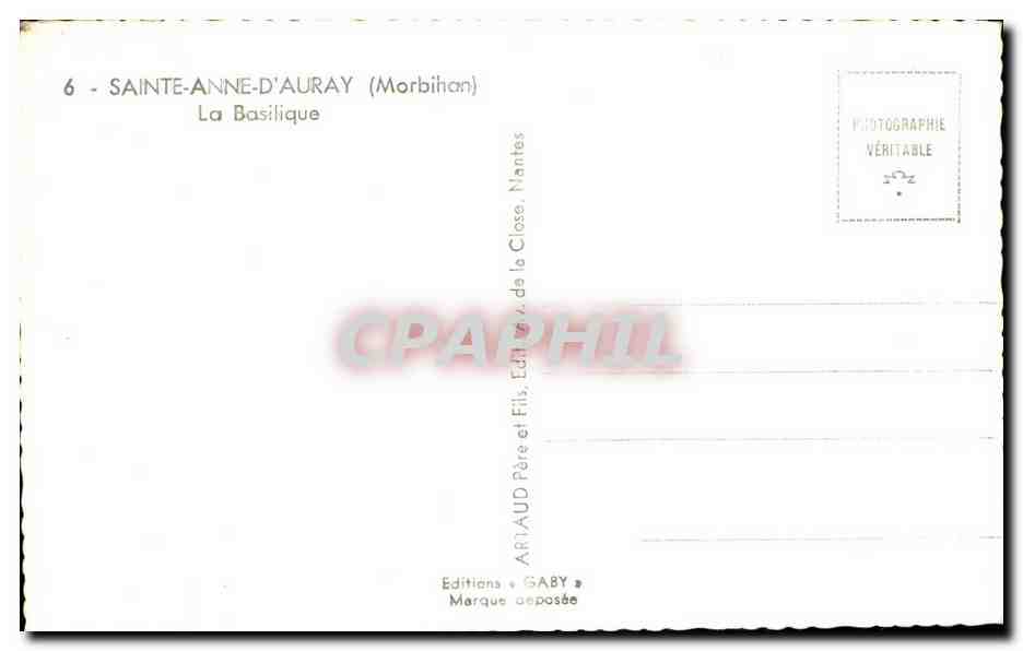 CPA Sainte Anne D Auray (Morbihan) La Basilique — Verso