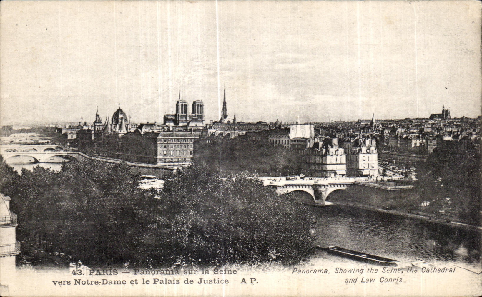 CPA Paris Paris Panorma sur la Seine vers Notre Dame et le Palais de Justice