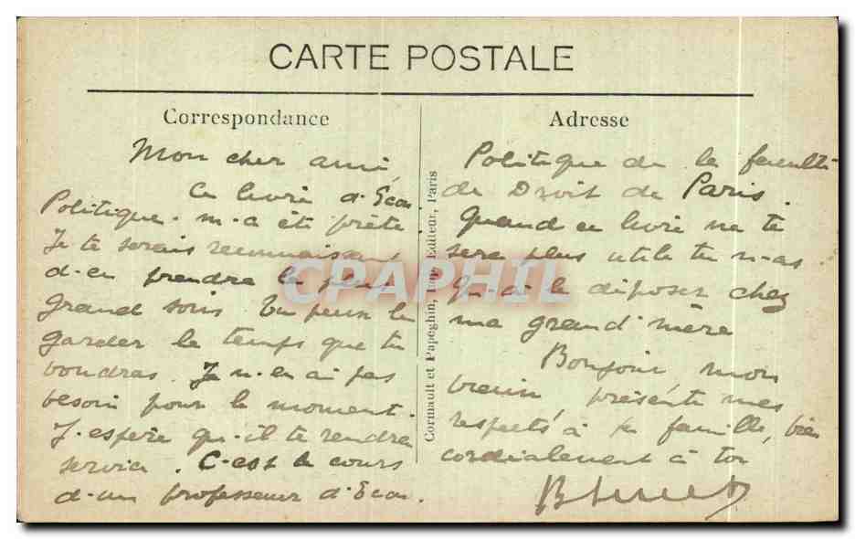 CPA Paris Paris Panorma sur la Seine vers Notre Dame et le Palais de Justice — Verso