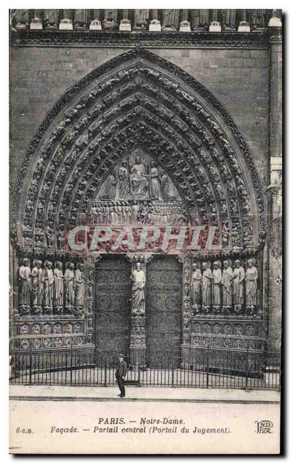 CPA Paris Notre Dame Facde Portail Central (Portail du Jugment)