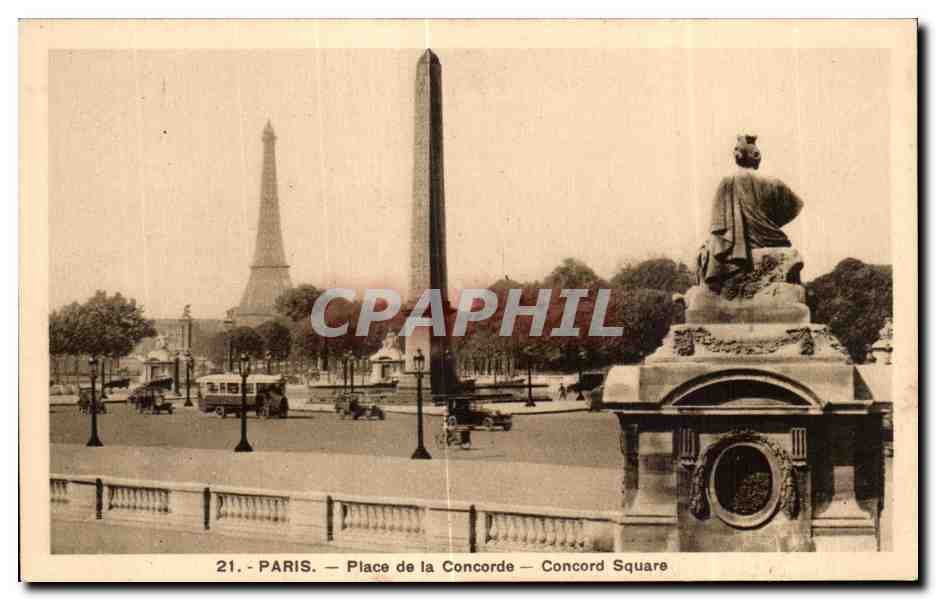 CPA Paris Place de la Concorde Concord Square Tour Eiffel
