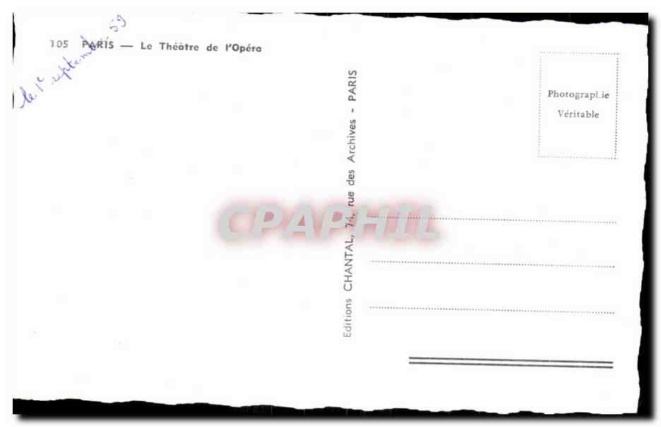 CPA Paris Le Theotre de l Opera — Rückseite