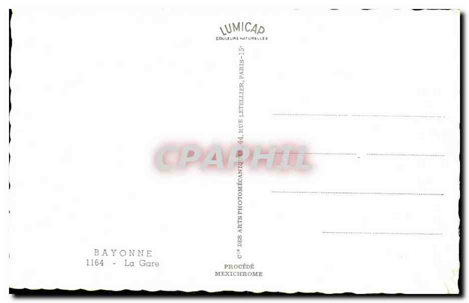 CPSM Bayonne La Gare — Verso