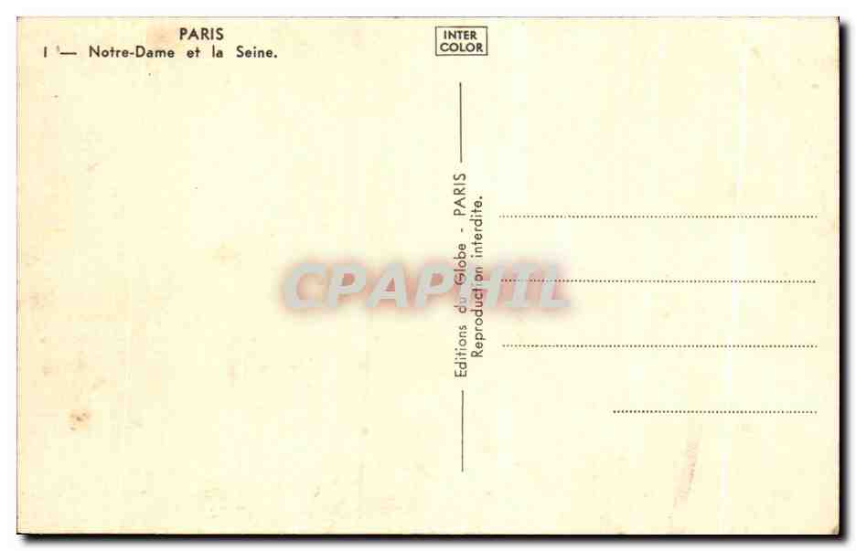 CPM Notre Dame et la Seine Paris  — Verso