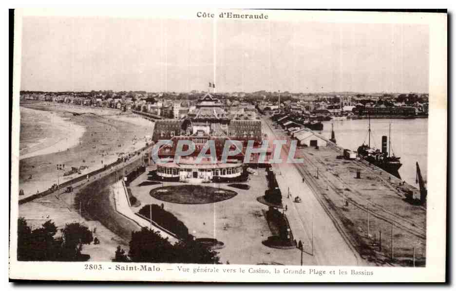 Saint-Malo — Allgemeiner Blick zum Casino, zur Grande Plage und zu den Bassins — Côte d'Emeraude, n°2803