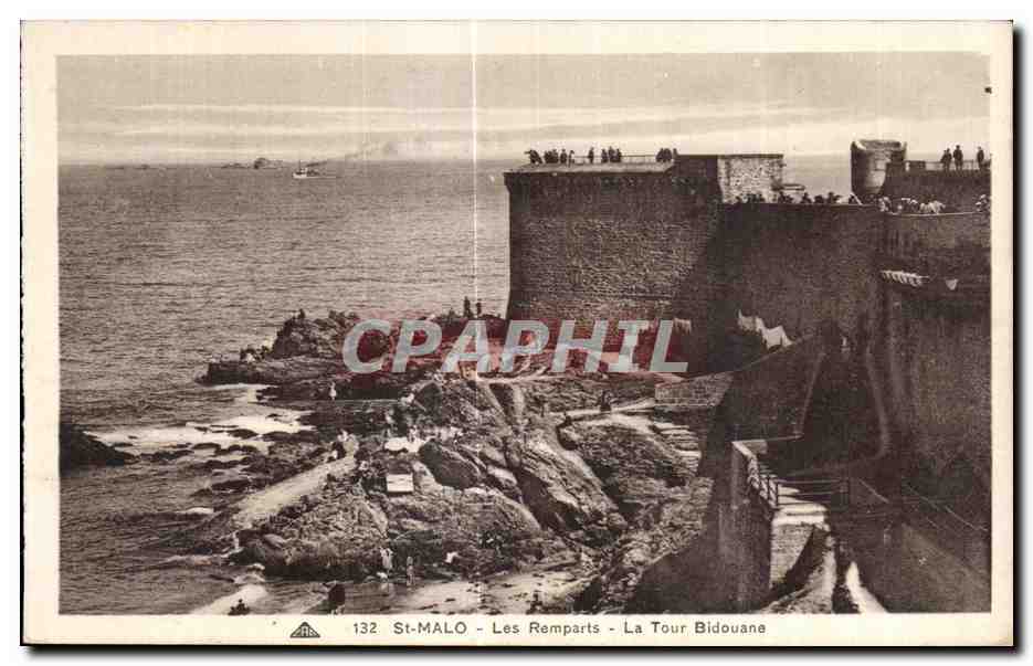 St-Malo - Les Remparts - La Tour Bidouane — CPA n°132, éditée par l'Alacienne des Arts Automatiques