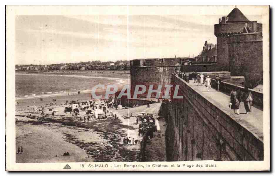 St-Malo - I Remparti, il Castello e la Spiaggia dei Bagni — editore: Cité des Arts Photographique, Strasbourg — n° di serie 18