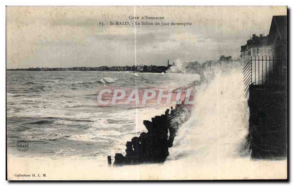 St-Malo - Le Sillon un jour de tempête — Côte d'Émeraude, série 65, éditeur H. L. M.