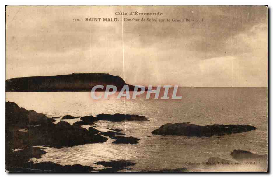 Costa d'Emeraude — Tramonto sul Grand Bé — G. F. — Collezione Giffard, T. Gatria, succ. St-Malo