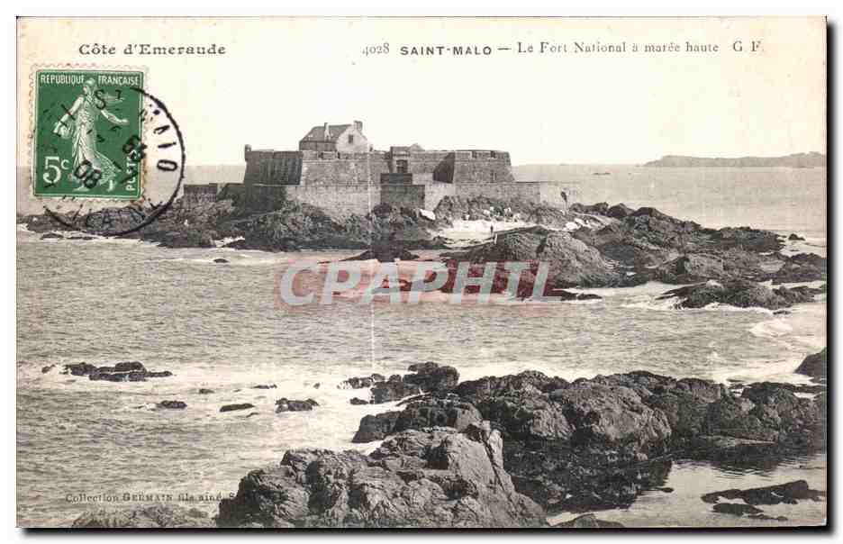 Saint-Malo — Il Forte Nazionale a marea alta — G.F. n°4028