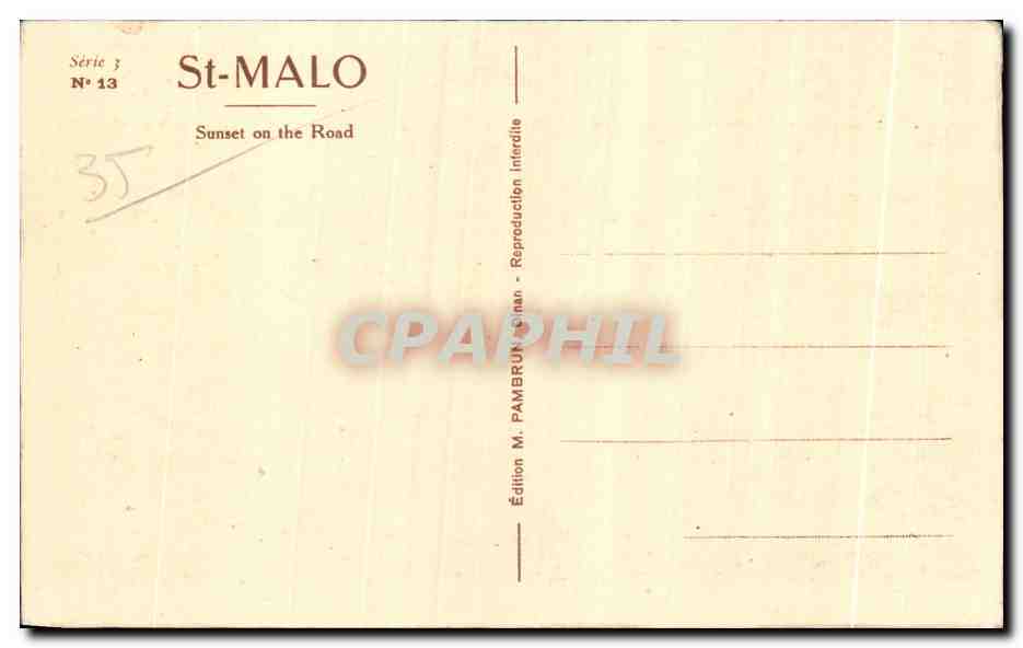Saint-Malo - La Rada al Crepuscolo — Edizione M. Pambrun, Serie 3 N° 13 — Verso