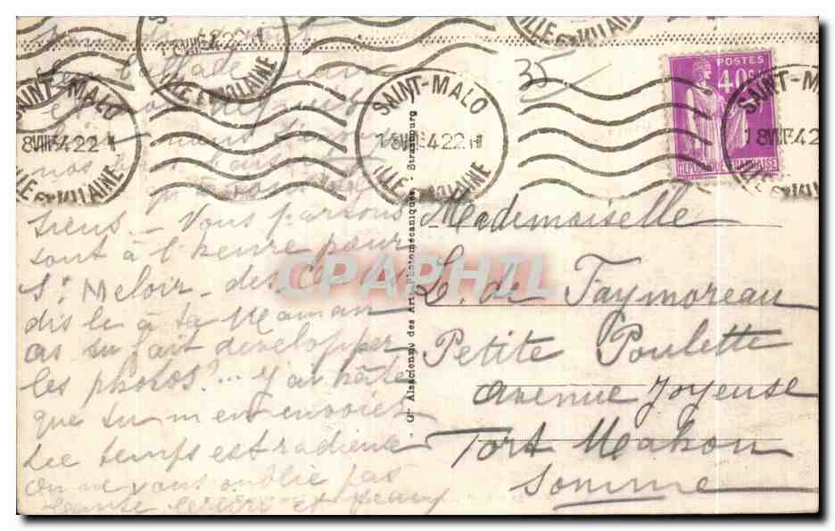 St-Malo - Jardín del Castillo y Torre de las Damas — Tarjeta postal antigua n°25, editor ZAP — Reverso
