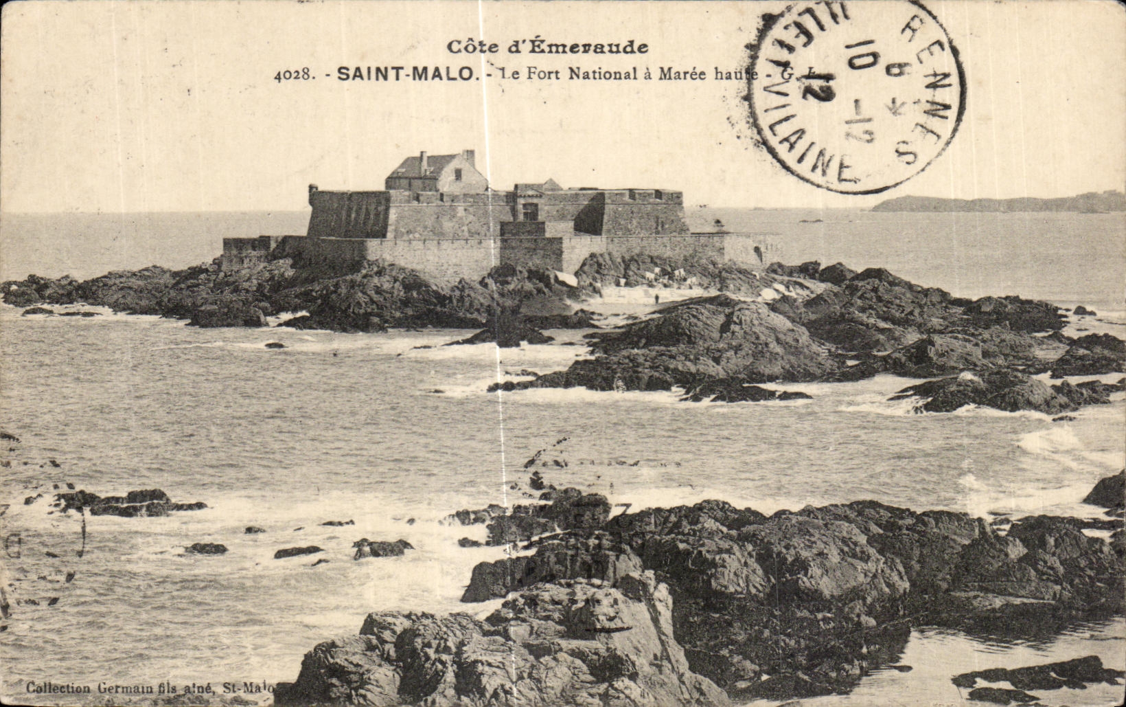Saint-Malo — Le Fort National à Marée haute — Côte d'Émeraude — Collection Germain fils aîné, St-Malo
