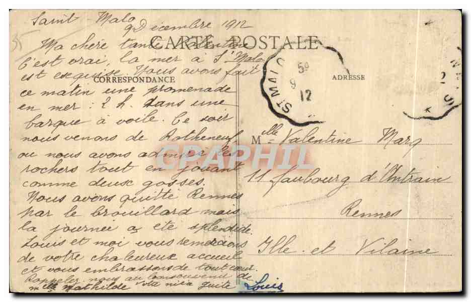 Saint-Malo — Le Fort National à Marée haute — Côte d'Émeraude — Collection Germain fils aîné, St-Malo — Reverso