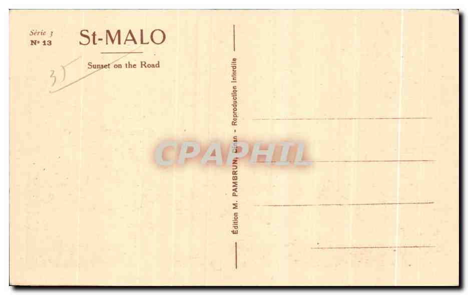 Saint-Malo - La Rade au Crépuscule — Édition M. Pambrun, Série 3, N° 13 — Reverso