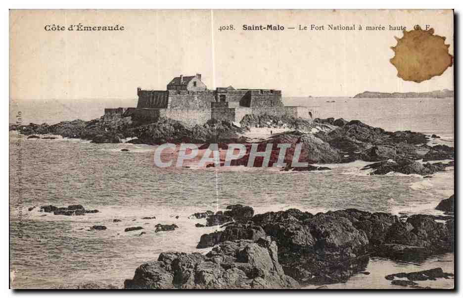 Saint-Malo — Le Fort National à marée haute — C.F. n°4028