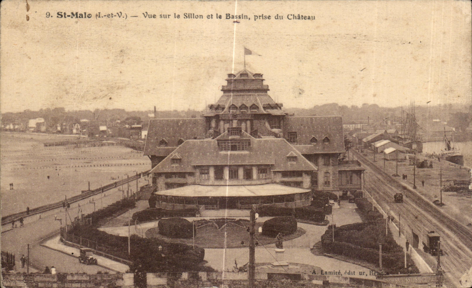 St-Malo (Il-et-V.) — Vue sur le Sillon et le Bassin, prise du Château — A. Lamiré, éditeur, Rennes
