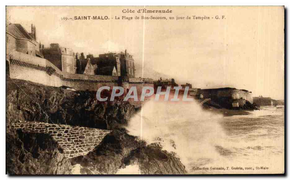 Saint-Malo - La Plage de Bon-Secours, un jour de Tempête - G. F.