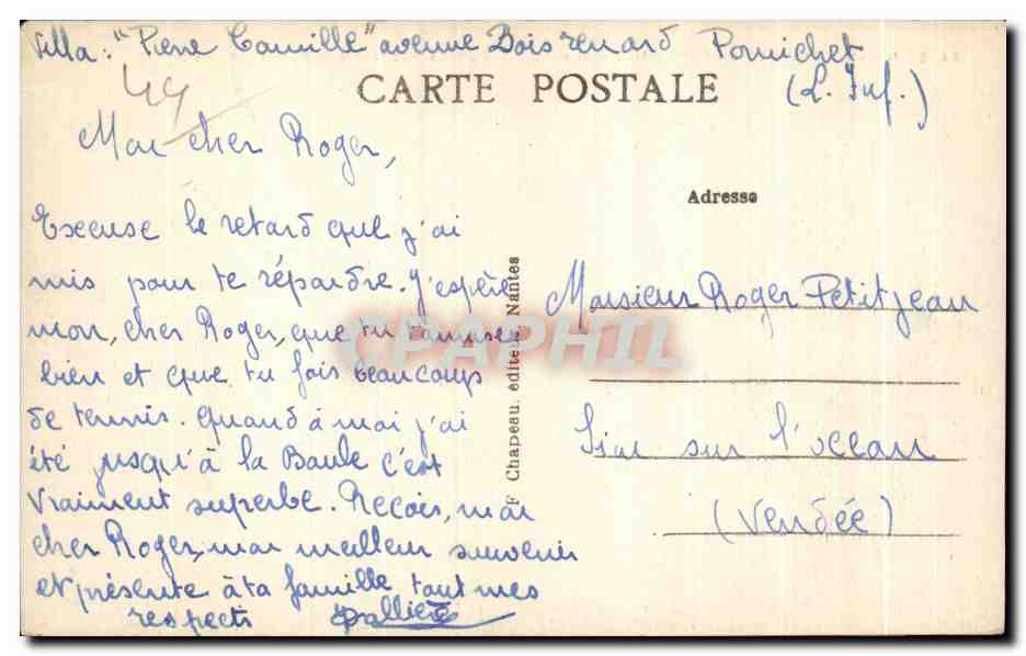 CPA Sainte Marguerite de Pornichet Curleux Rochers a la pointe de Chemoulin — Rückseite