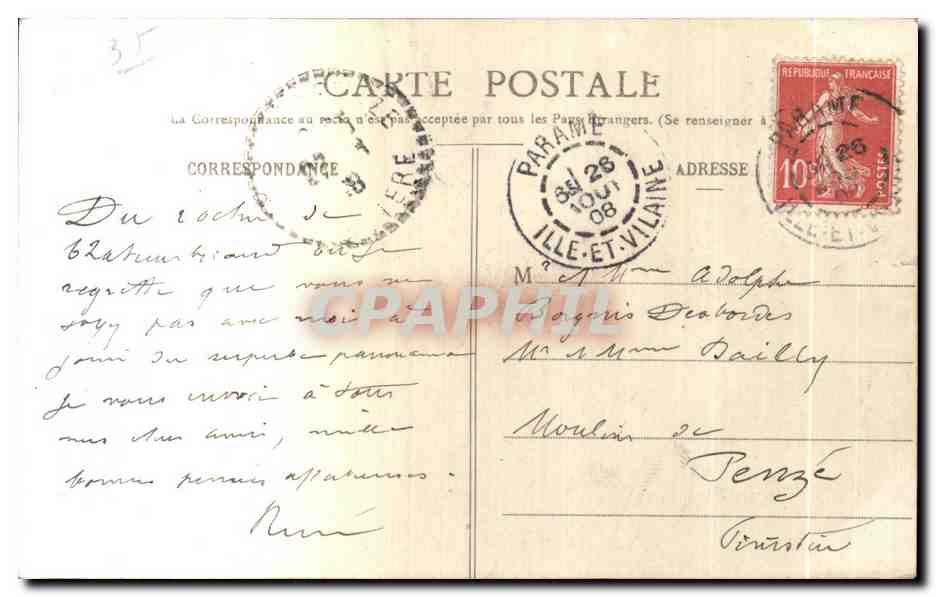 La Costa de Emeraude — La Tumba de Châteaubriand un Día de Tormenta — G.F. (n° 2535) — Reverso