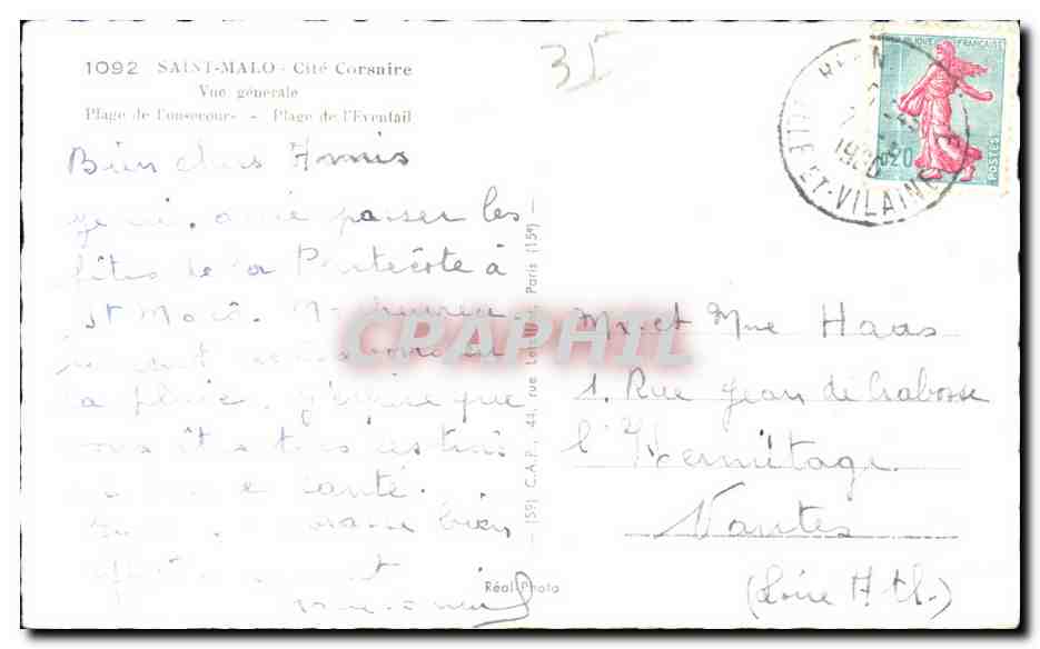 Les Plages de Saint-Malo — Vue générale — RéalPhoto — Verso