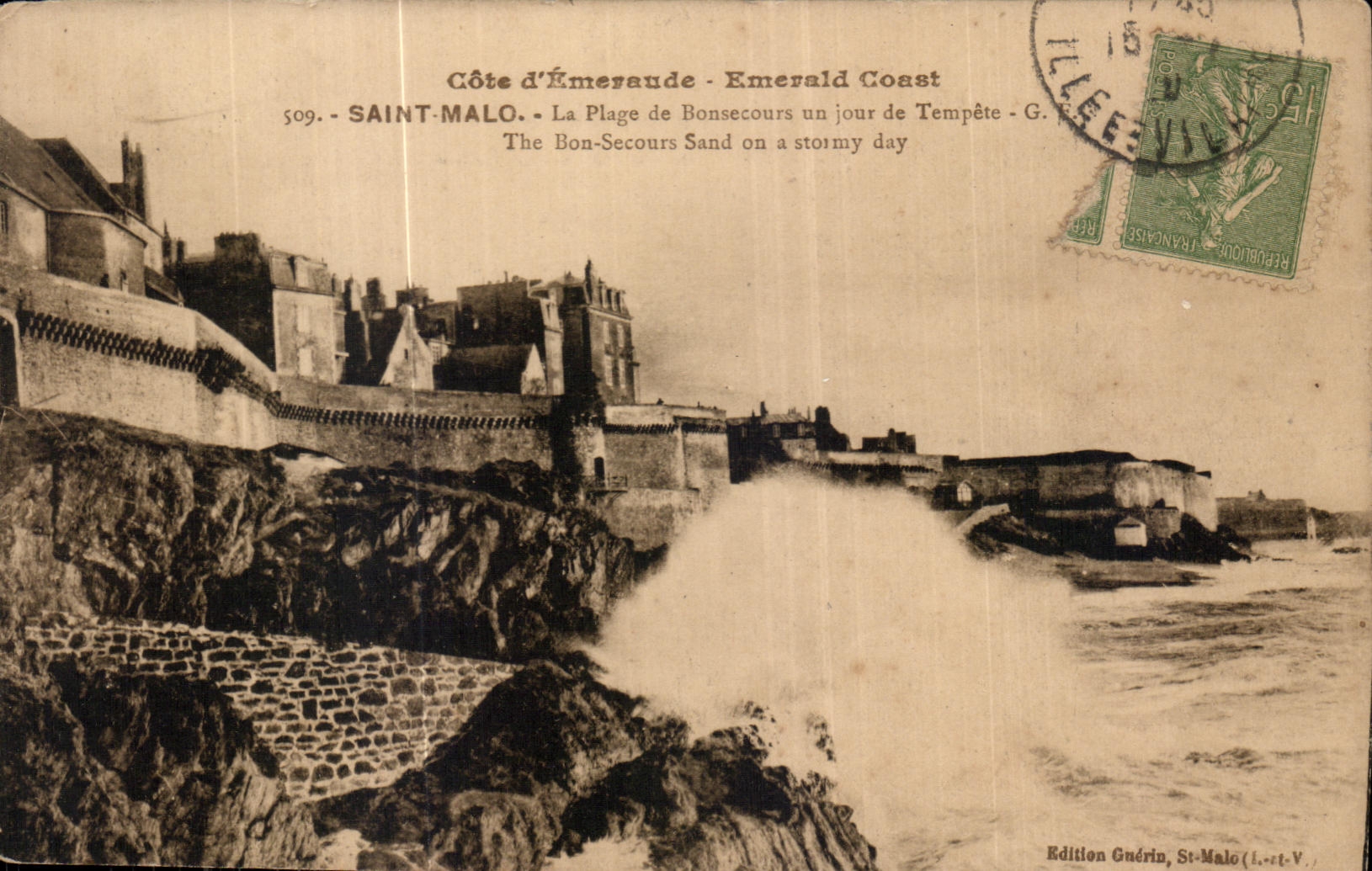 Saint-Malo - La Plage de Bonsecours un jour de Tempête - Édition Guérin, St-Malo (L.-et-V.)