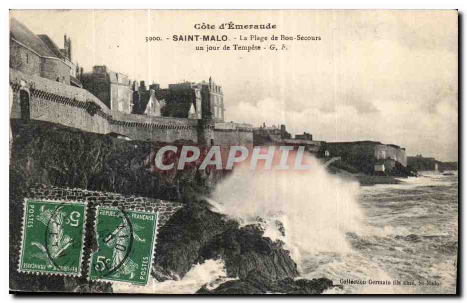 CPA Cote d Emevaude Saint Malo La Plage de Bon Secours un jour de Tempete