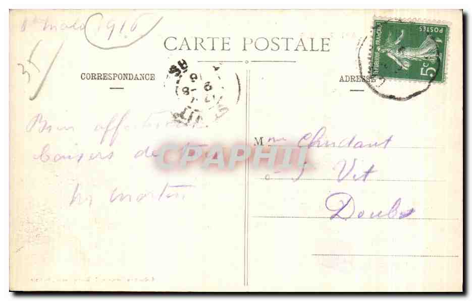 Saint-Malo - Il tumulo di Châteaubriand in un giorno di tempesta - T. Guérin, succ., St-Malo — Verso