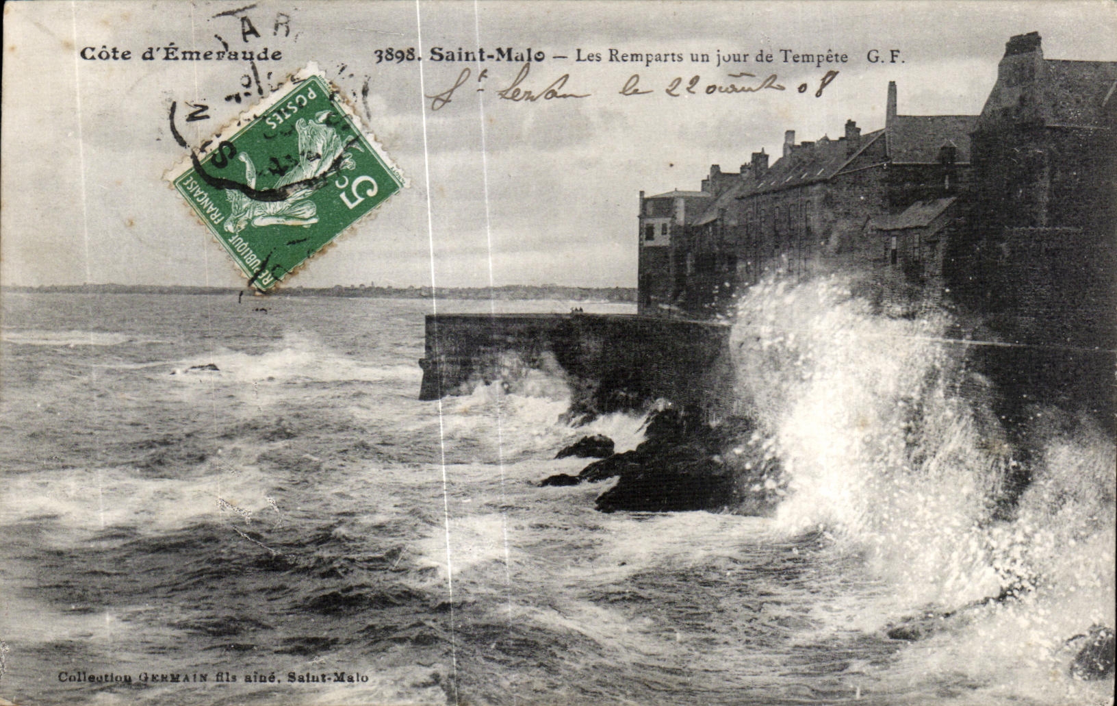 Saint-Malo — Les Remparts un jour de Tempête — G.F. — Collection GERMAIN fils, Saint-Malo