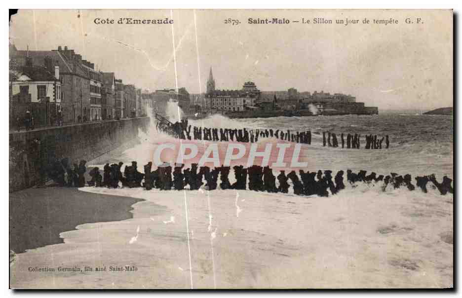 Saint-Malo — Le Sillon un jour de tempête — G.F. — Cote d’Emeraude 2879