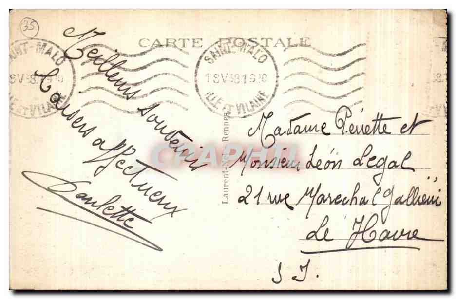 Tumba de Châteaubriand en el Grand Bé — Saint-Malo — Costa de Emeraude — Reverso