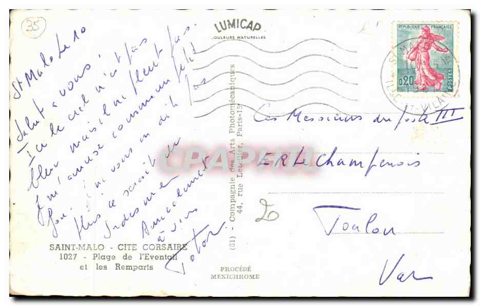 Saint-Malo - Ciudad corsara y los Muros — editado por IRIS, n°35 — Reverso
