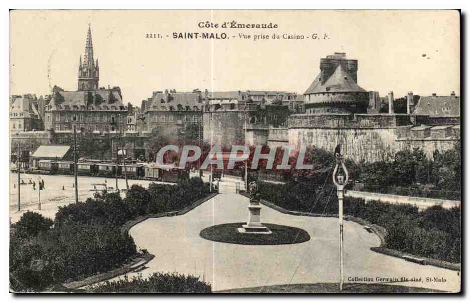 CPA Saint Malo Cote d Emeraude Emerald Vue prise du Casino Train 