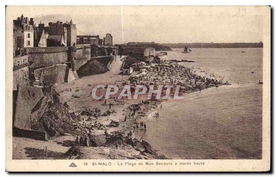 St-Malo - La Plage de Bon Secours à marée haute