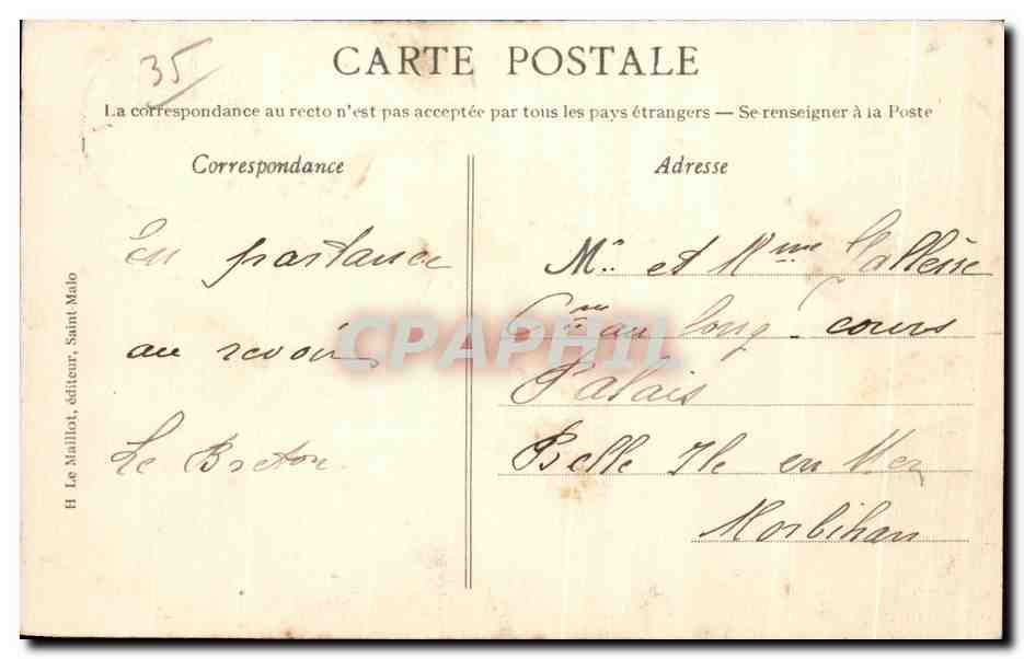St-Malo - La Promenade sobre los Remparts (lado Sur) — H. Le Maillot, editor, Saint-Malo, n°35 — Reverso